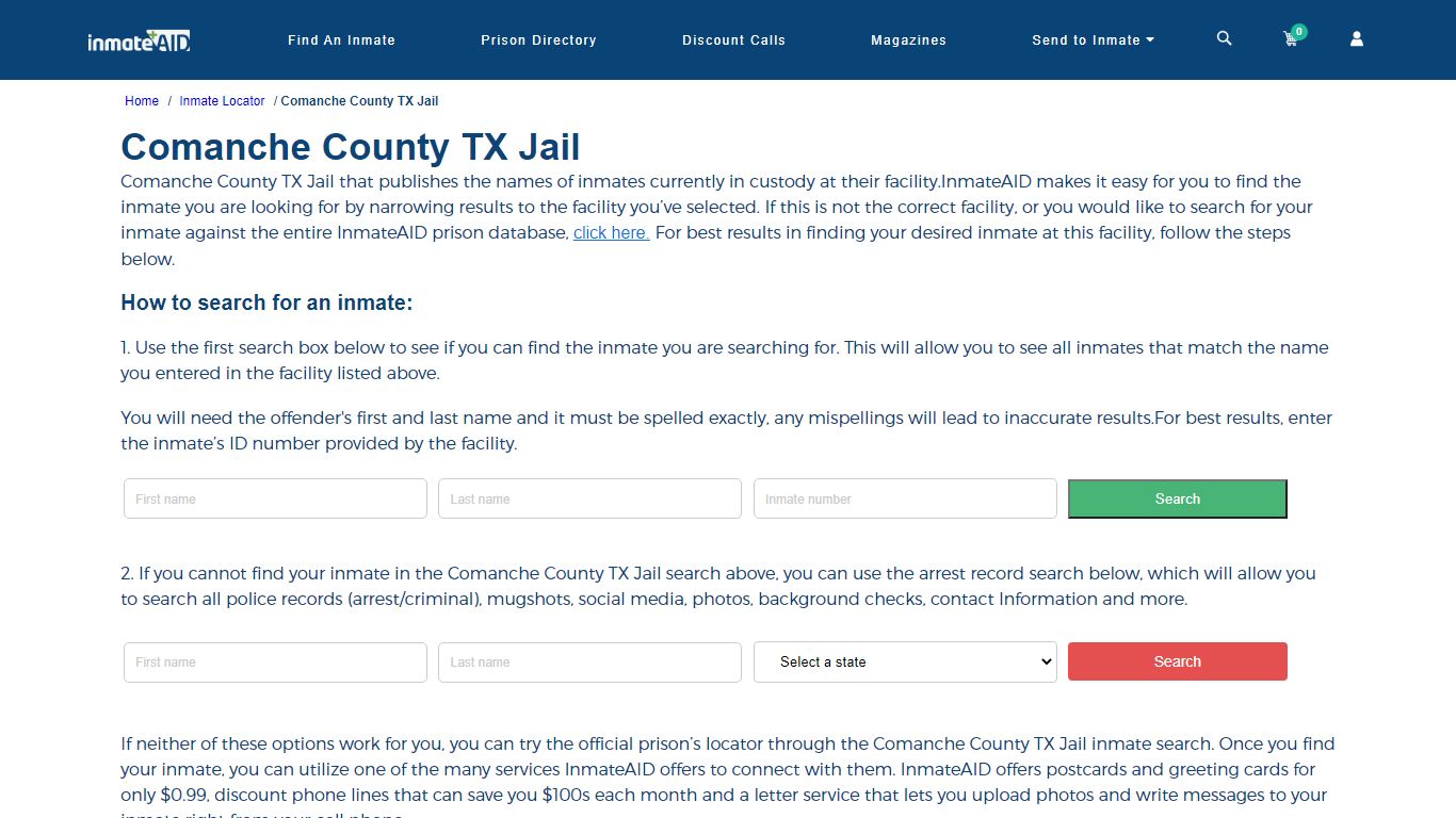 Comanche County TX Jail - InmateAid