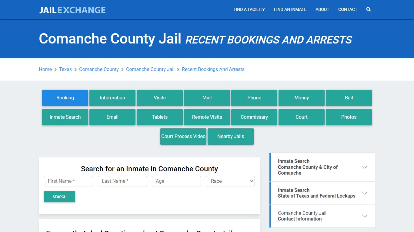 Comanche County Jail Recent Bookings And Arrests - Jail Exchange