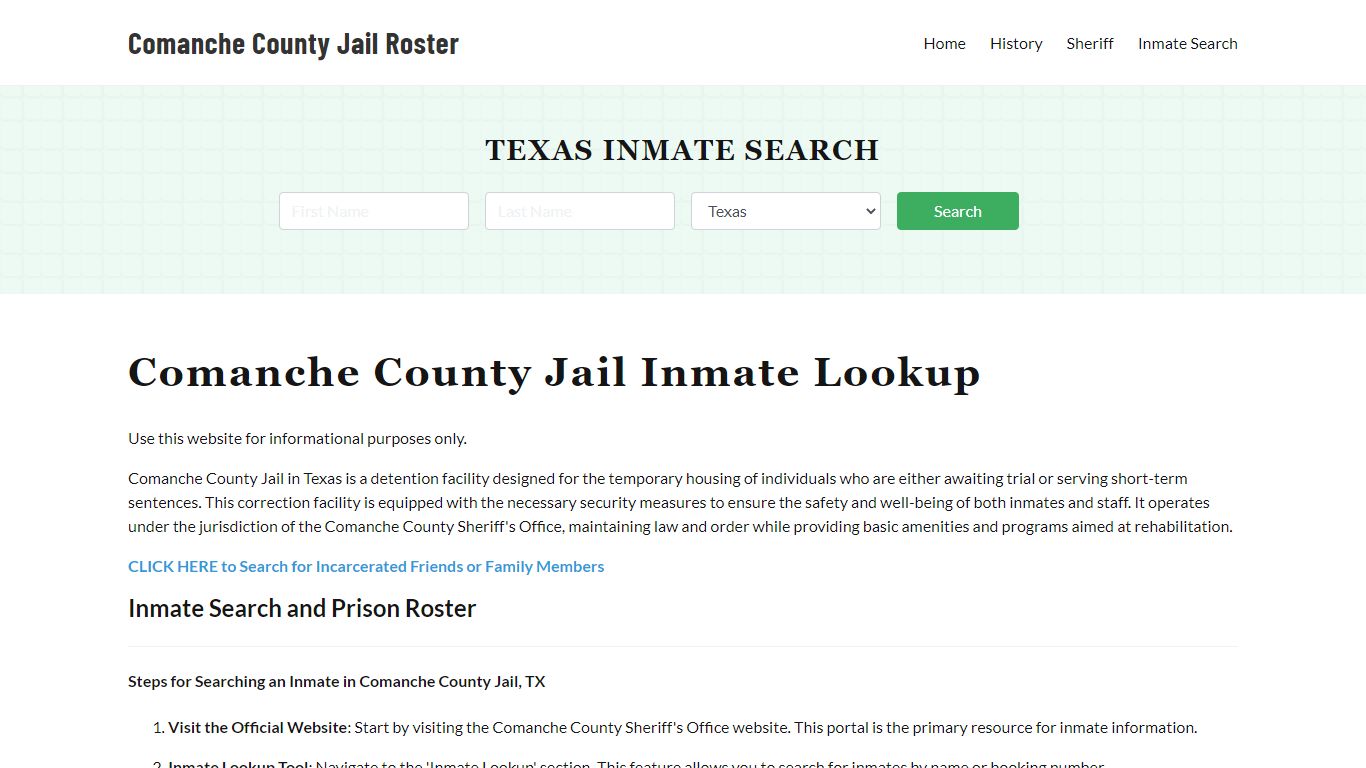 Comanche County Jail Roster Lookup, TX, Inmate Search